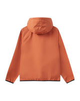 Orange jacket with a hood on a white background