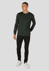 Clean Cut Copenhagen Merion Wool Crew CC1865 Bottle Green Q23 Menswear Galway