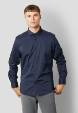 Clean Cut Copenhagen London Stretch Nano Shirt L/S Navy CC2006 Q23 Menswear Galway