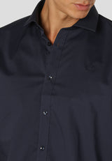 Clean Cut Copenhagen London Stretch Nano Shirt L/S Navy CC2006 Q23 Menswear Galway
