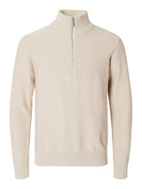 SELECTED HOMME AXEL LS KNIT HALF ZIP OATMEAL Q23 MENSWEAR GALWAY