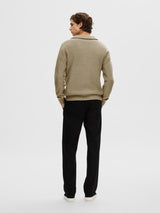 SELECTED HOMME AXEL LS KNIT HALF ZIP OLIVE Q23 MENSWEAR GALWAY