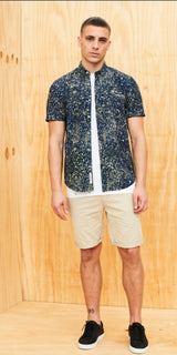 Garcia Blue shirt with allover print D11287 q23menswear galway