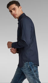 GStar Dressed Super Slim Shirt in Navy Q23 Menswear Galway
