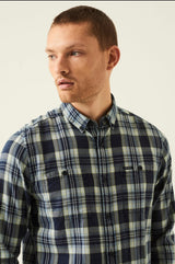 Garcia Checked Shirt Indigo Q23 Menswear Galway