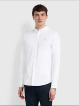 FARAH BREWER WHITE SLIM FIT OXFORD SHIRT LS BD - Q23Menswear