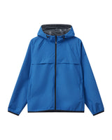 Blue raincoat on a light gray background