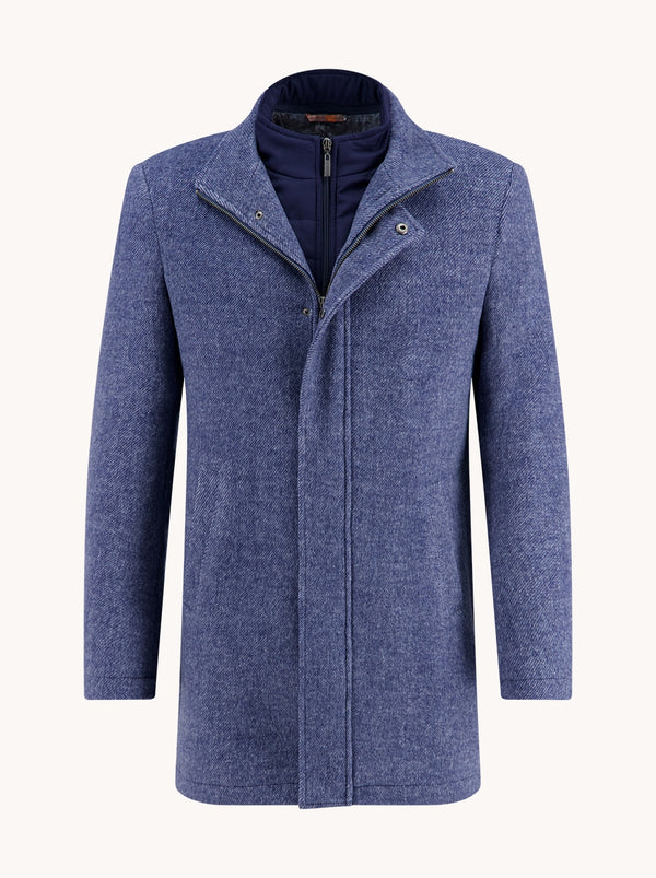 A Fish Name Fred  Funnel neck Overcoat Blue