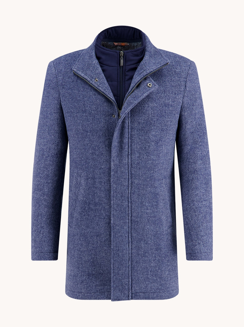 A Fish Name Fred  Funnel neck Overcoat Blue