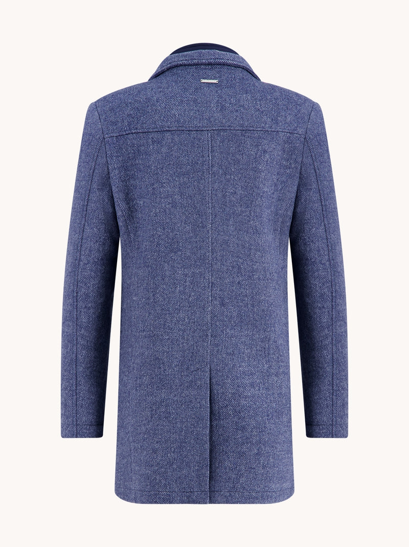 A Fish Name Fred  Funnel neck Overcoat Blue