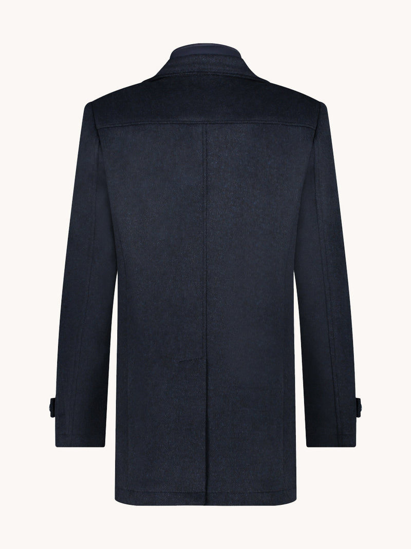 Navy blue coat on a white background