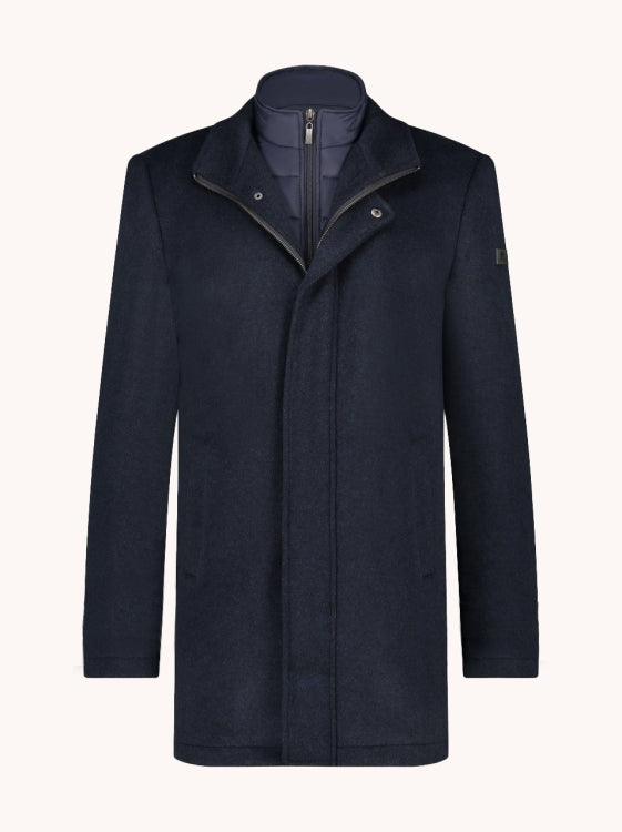 Navy blue coat on a white background