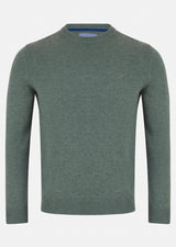 Green sweater on a white background