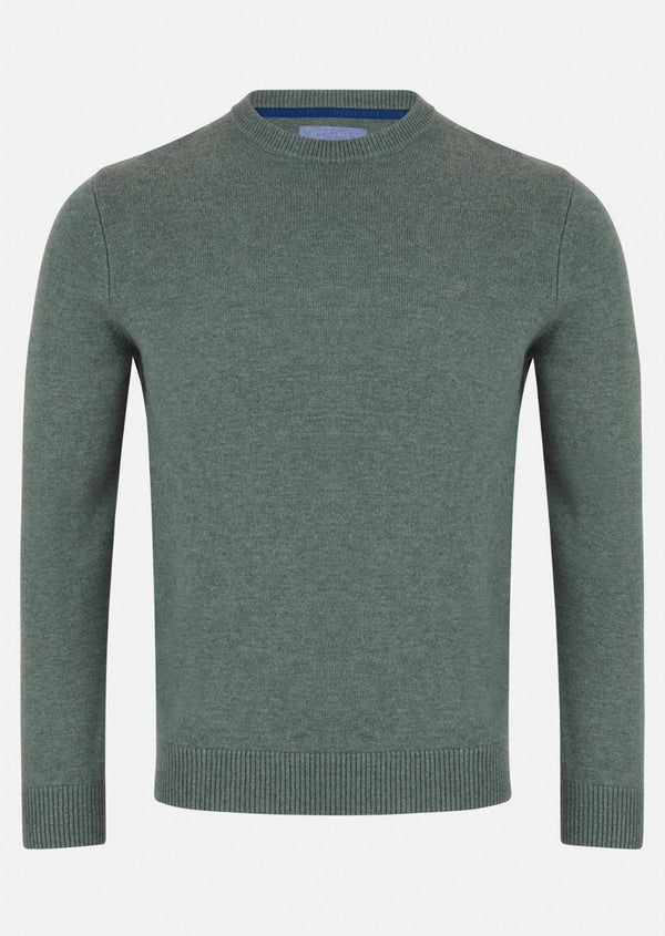 Green sweater on a white background