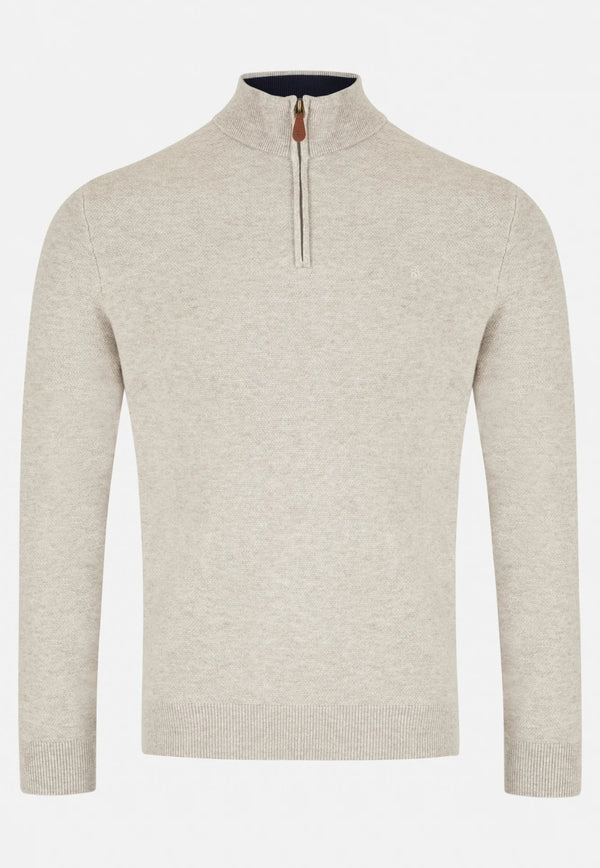 Beige sweater with a zipper on a white background