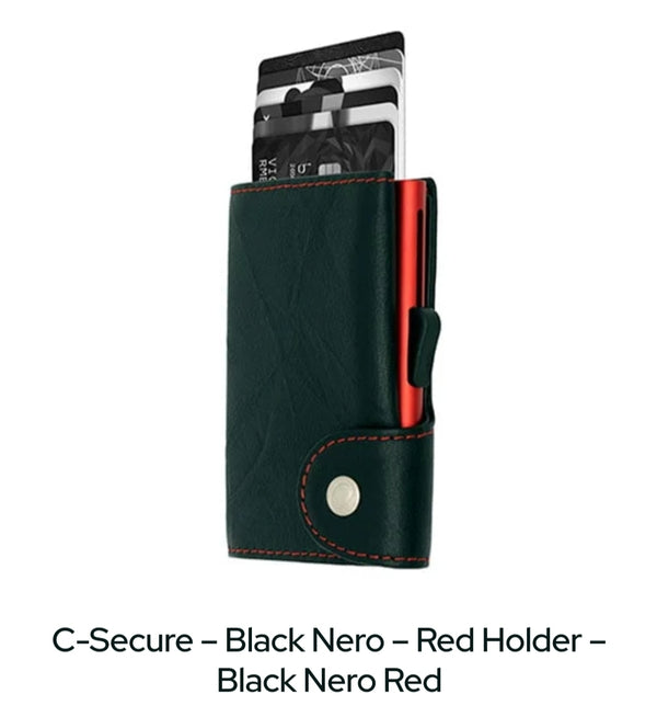 C-Secure – Leather Black Nero- Red Holder www.q23menswear.com