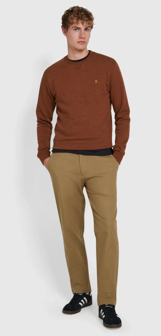 Farah Tim Crew Dark Teak Marl www.q23menswear.com