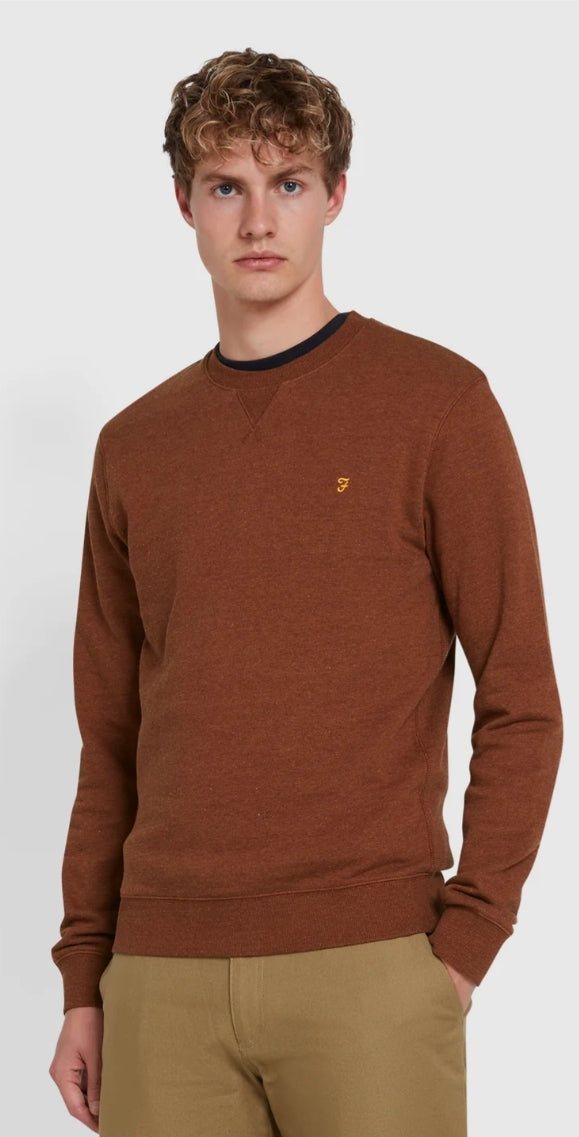 Farah Tim Crew Dark Teak Marl www.q23menswear.com