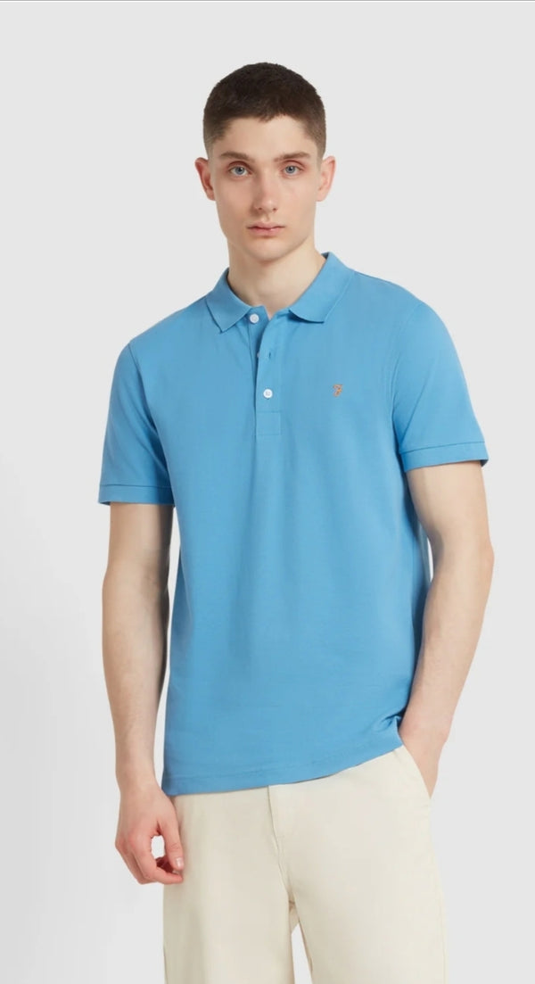 Blanes Slim Fit Organic Cotton Polo Shirt In Artic Blue www.q23menswear.com