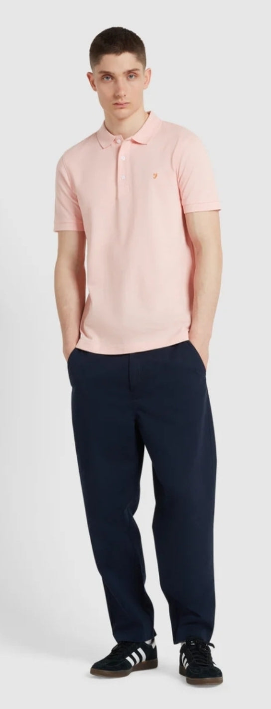 Blanes Slim Fit Organic Cotton Polo Shirt In Powder Pink www.q23menswear.com