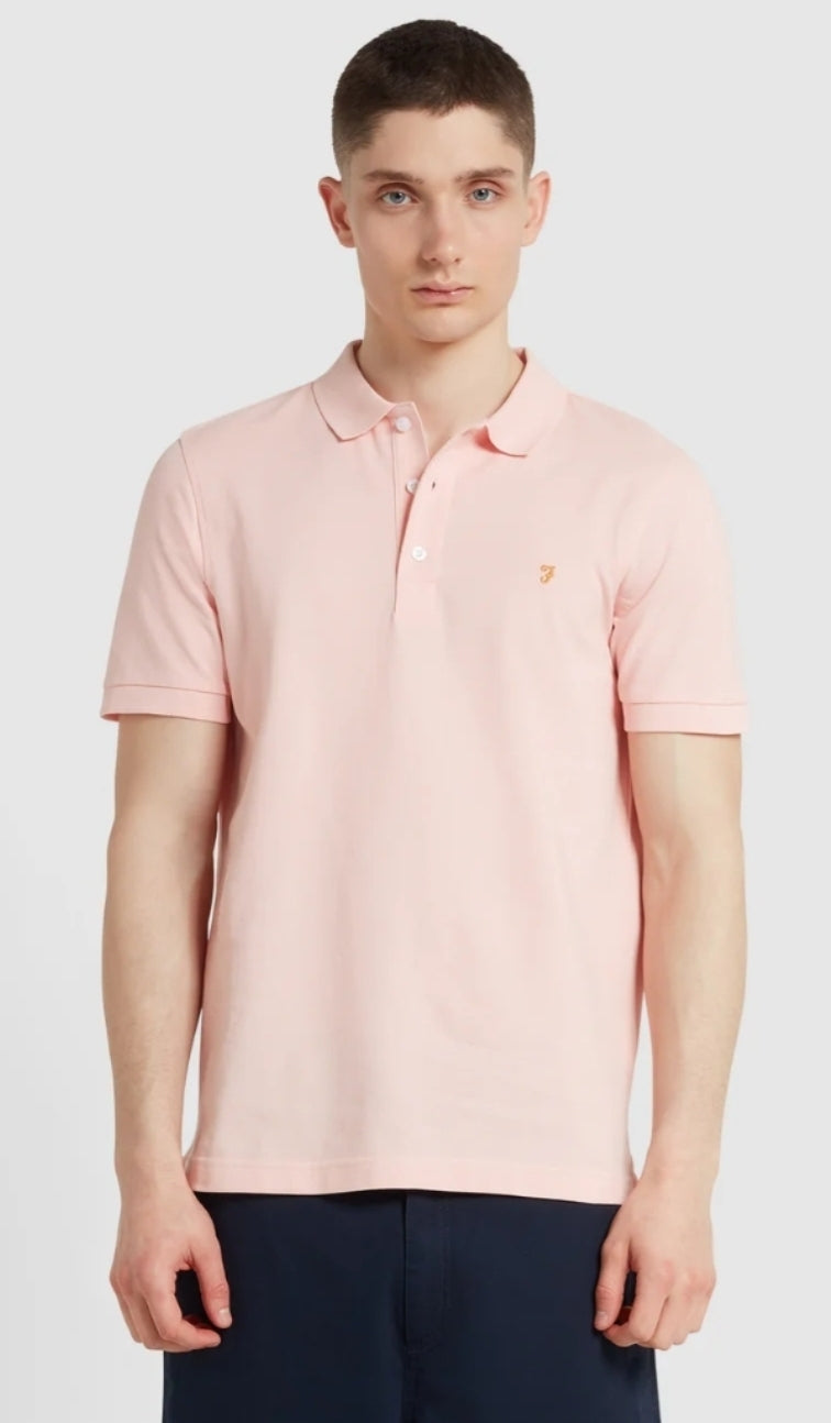 Blanes Slim Fit Organic Cotton Polo Shirt In Powder Pink www.q23menswear.com