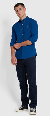 FARAH BREWER Blue Peony SLIM FIT OXFORD SHIRT LS BD www.q23menswear.com