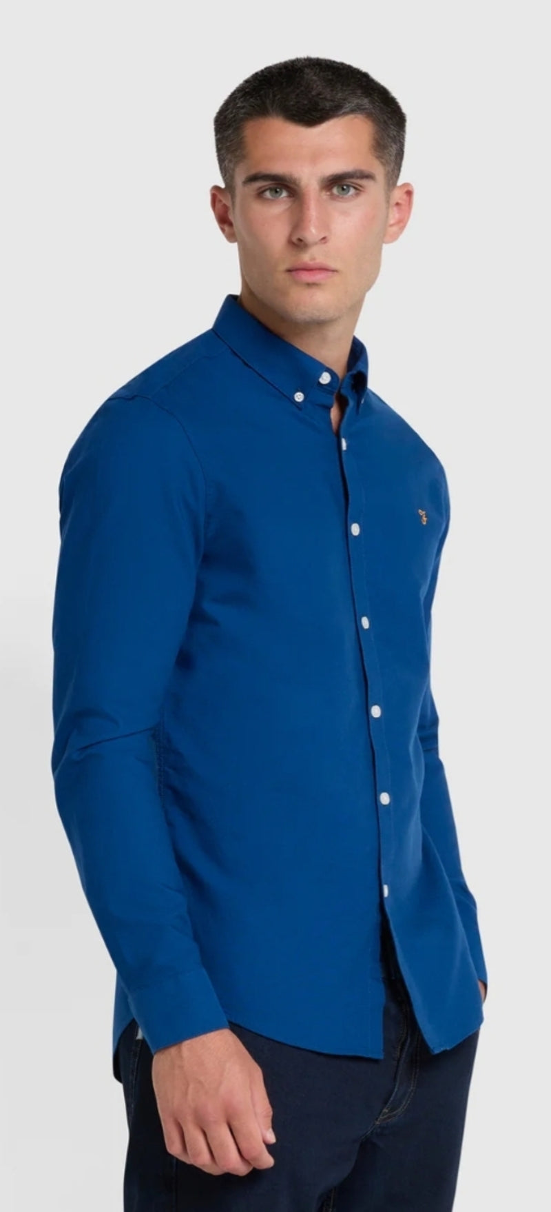 FARAH BREWER Blue Peony SLIM FIT OXFORD SHIRT LS BD www.q23menswear.com