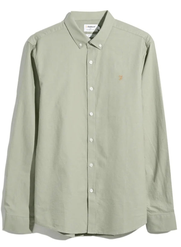 FARAH BREWER SLIM FIT OXFORD SHIRT LS BD Balsam www.q23menswear.com