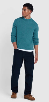 Farah Birchall Crew  Sweater Wool Seaport Green www.q23menswear.com