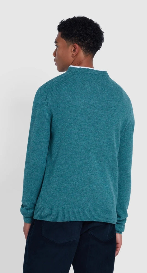Farah Birchall Crew  Sweater Wool Seaport Green www.q23menswear.com