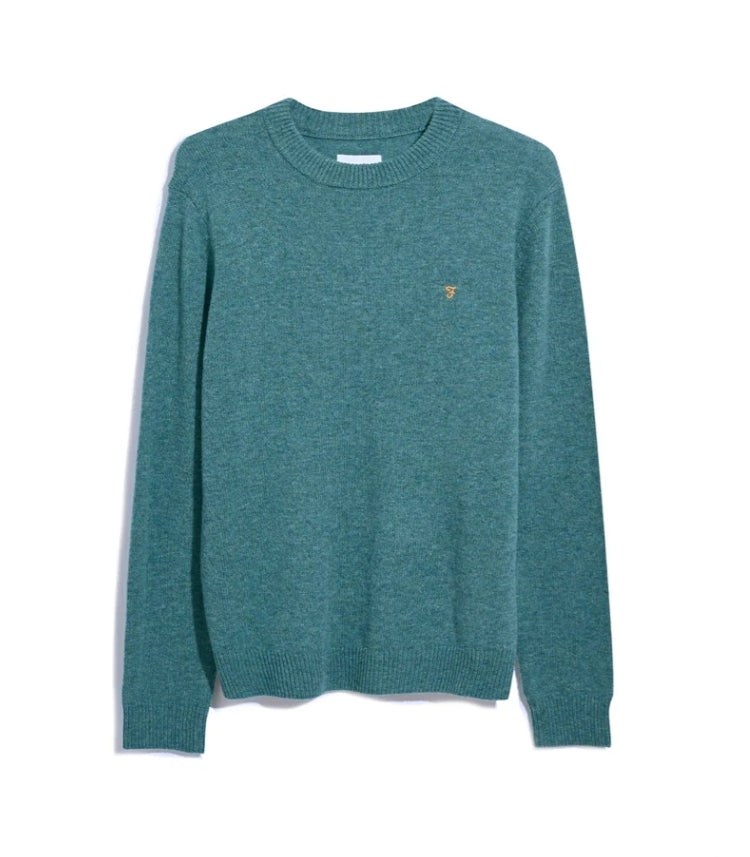 Farah Birchall Crew  Sweater Wool Seaport Green www.q23menswear.com