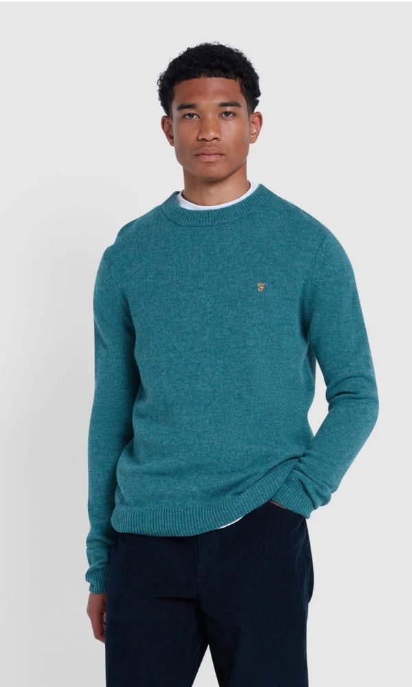 Farah Birchall Crew  Sweater Wool Seaport Green www.q23menswear.com