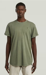 Person wearing a green t-shirt on a plain background