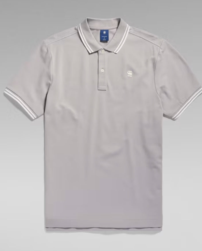 G Star Dunda Slim Stripe Polo Grey Alloy www.q23menswear.com