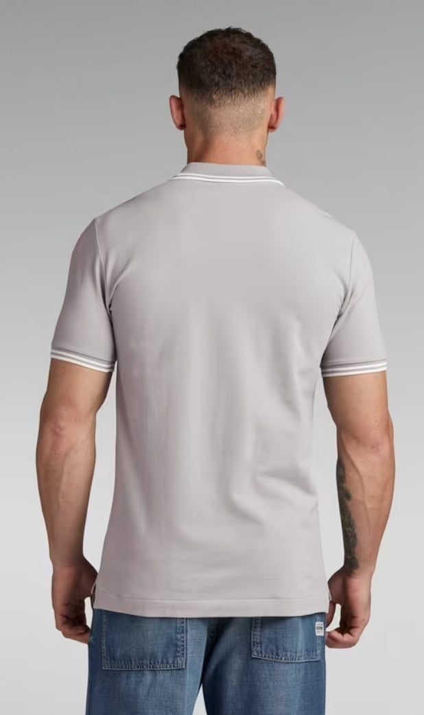 G Star Dunda Slim Stripe Polo Grey Alloy www.q23menswear.com