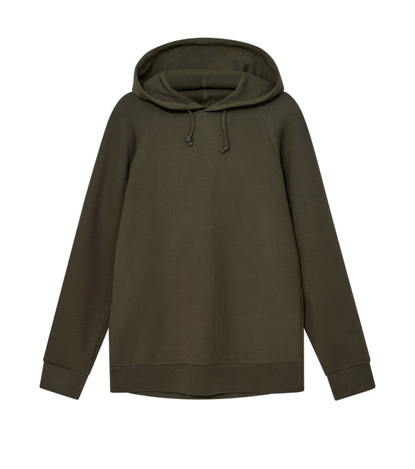 Green hoodie on a white background