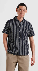 Farah Simon SS Stripe Shirt Navy - Q23Menswear