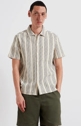 Farah Simon SS Stripe Shirt Ecru - Q23Menswear