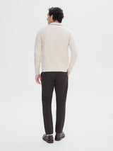 SELECTED HOMME AXEL LS KNIT HALF ZIP OATMEAL Q23 MENSWEAR GALWAY