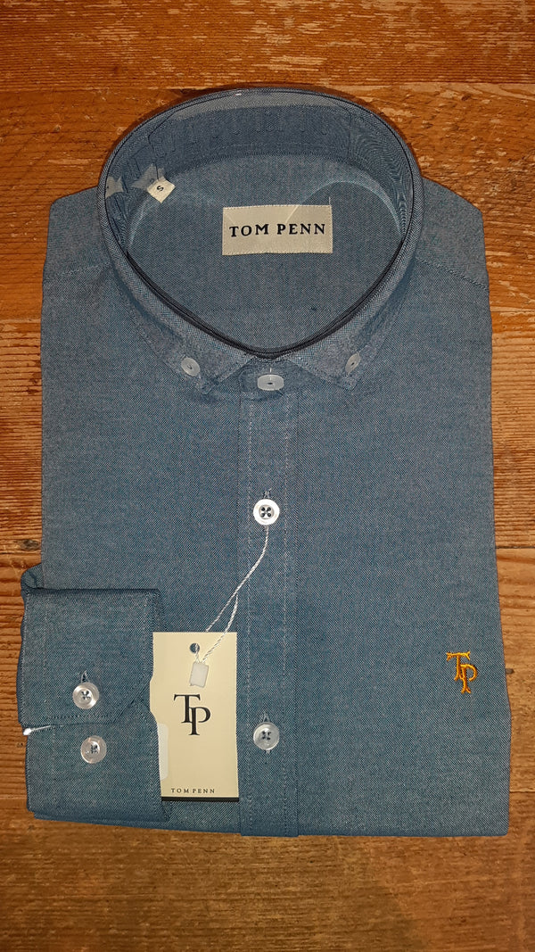 Tom Penn TP330 Oxford Shirt L/S Aqua www.q23menswear.com