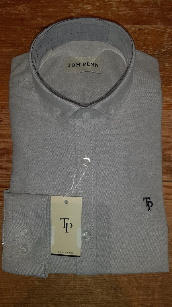 Tom Penn TP330 Oxford Shirt L/S Silver www.q23menswear.com