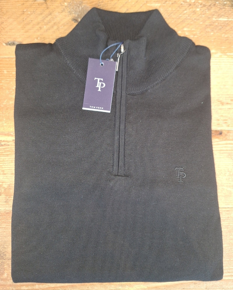 Tom Penn Half Zip Sweater Tp-052K Black www.q23menswear.com