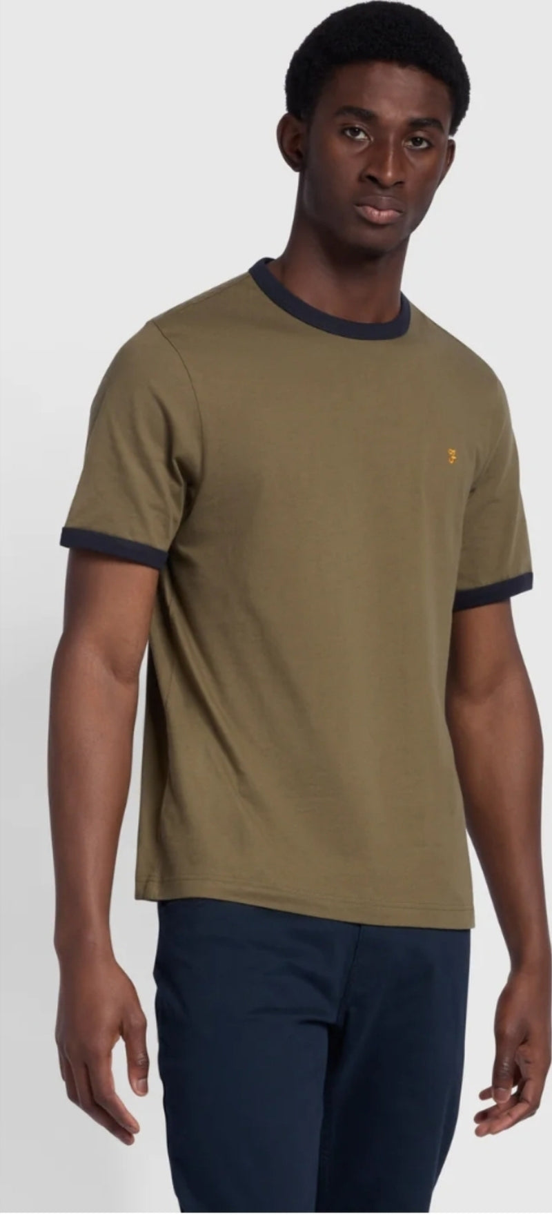 Farah Groves Ringer ss Tee Olive Green Q23 Menswear Galway