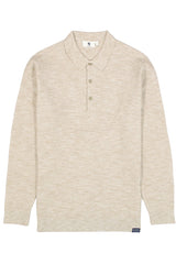 Beige long-sleeve polo shirt on a white background