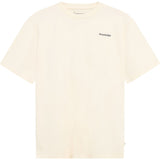 An off-white short-sleeve crewneck t-shirt with the word 'Knowledge' printed in black on the left chest, displayed on a solid white background.