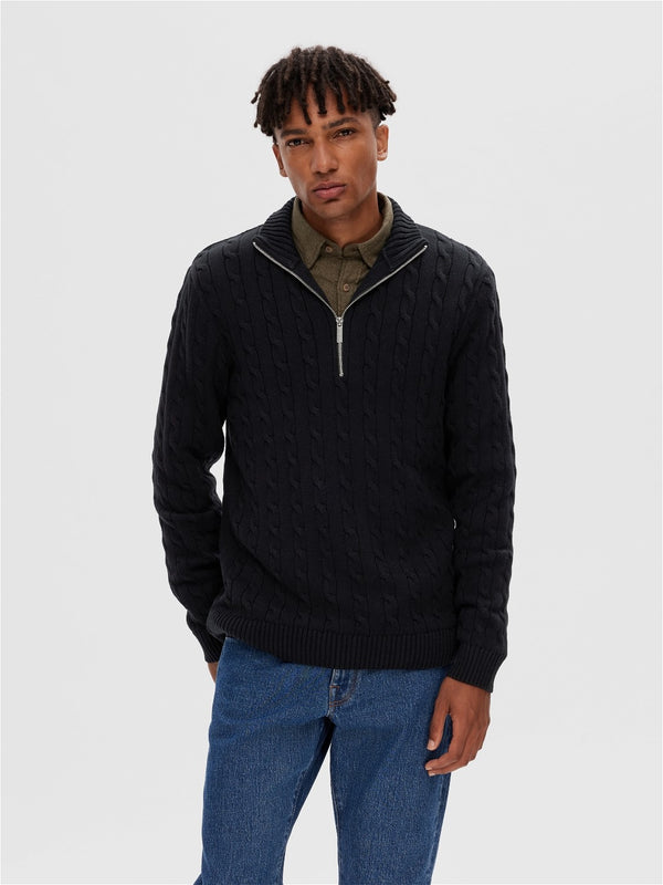 Selected Homme Cable Knit Jumper Navy Q23 Menswear Galway
