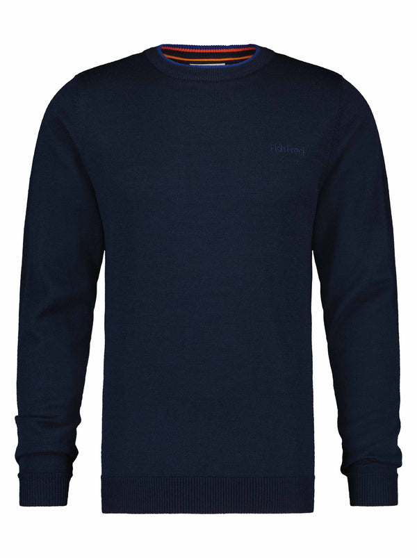 A Fish Named Fred Classic Merino Pullover in Navy Q23Menswear Galway