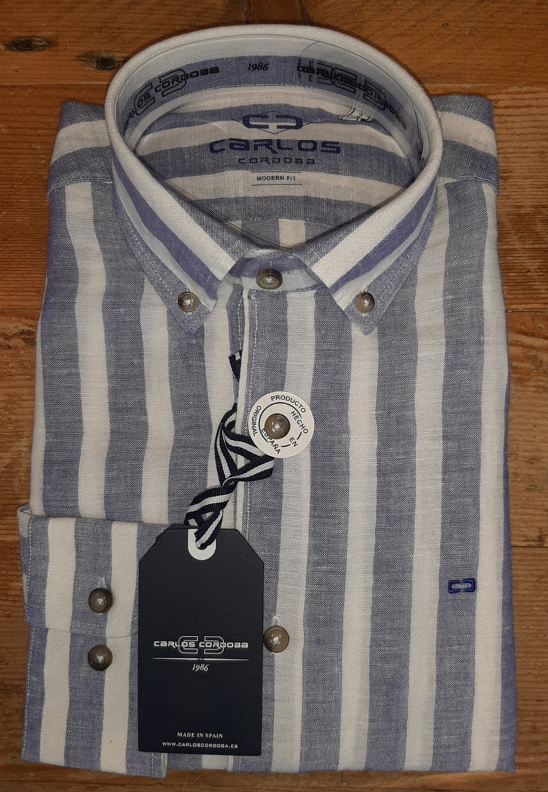 Carlos Cordoba Shirt Blue Stripe ML82424 www.q23menswear.com