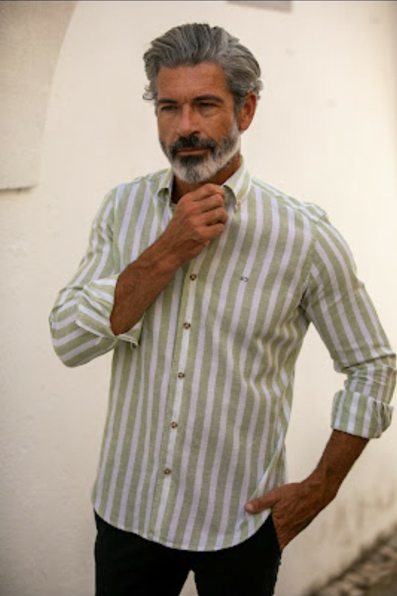 Carlos Cordoba Shirt Green Stripe ML82424 www.q23menswear.com