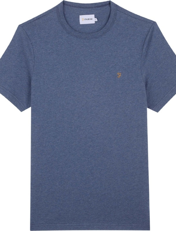 Farah Danny Slim Fit Organic Cotton T-Shirt In Denim Marl Q23 Menswear Galway